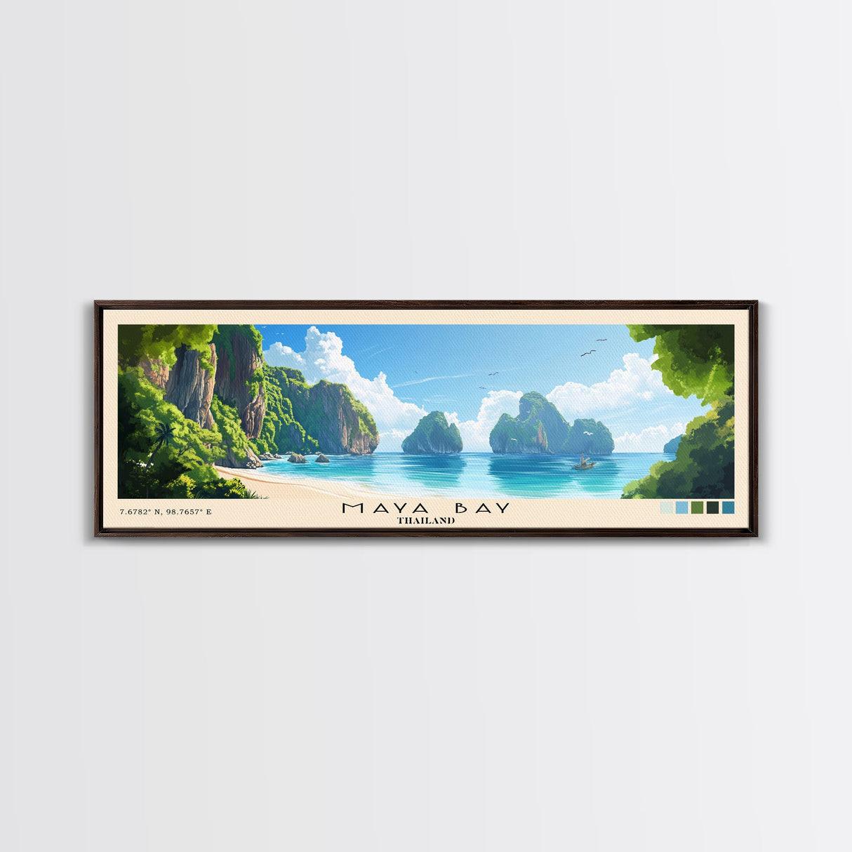 Maya Bay, Thailand Panoramic Print, Vacation Gift, Thailand Wall Art, Vacation Wall Art, Vacatation Memories, Beach Decor, Beach Or Lakehouse Art