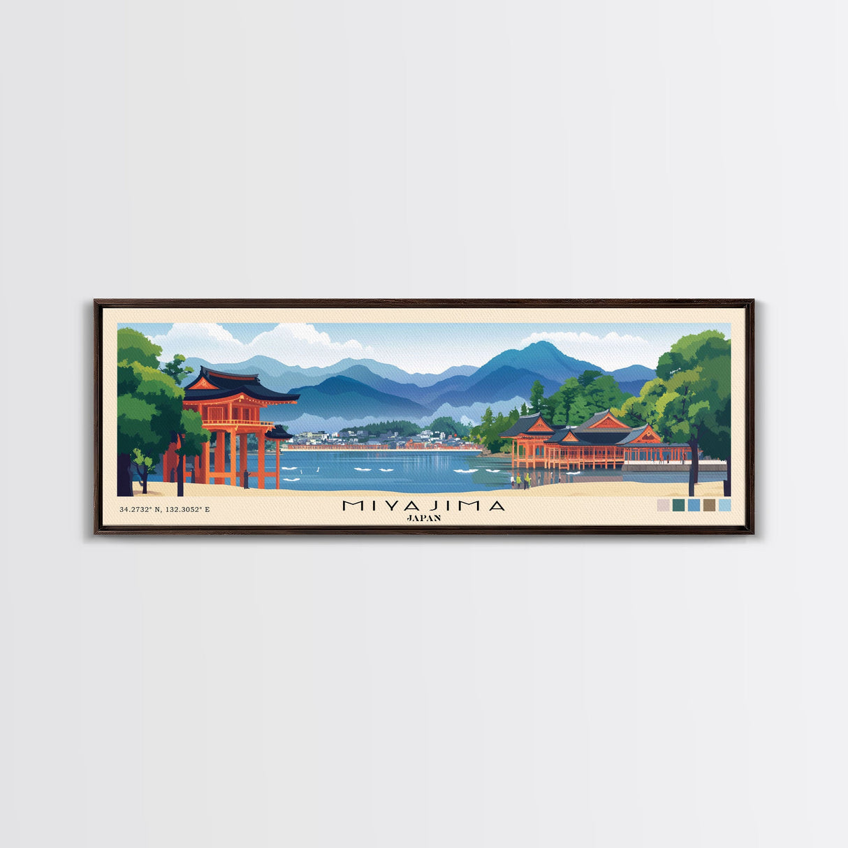 Miyajima, Japan Panoramic Print, Vacation Gift, Japan Wall Art, Beach Painting, Beach Decor, Beach Or Lakehouse Art