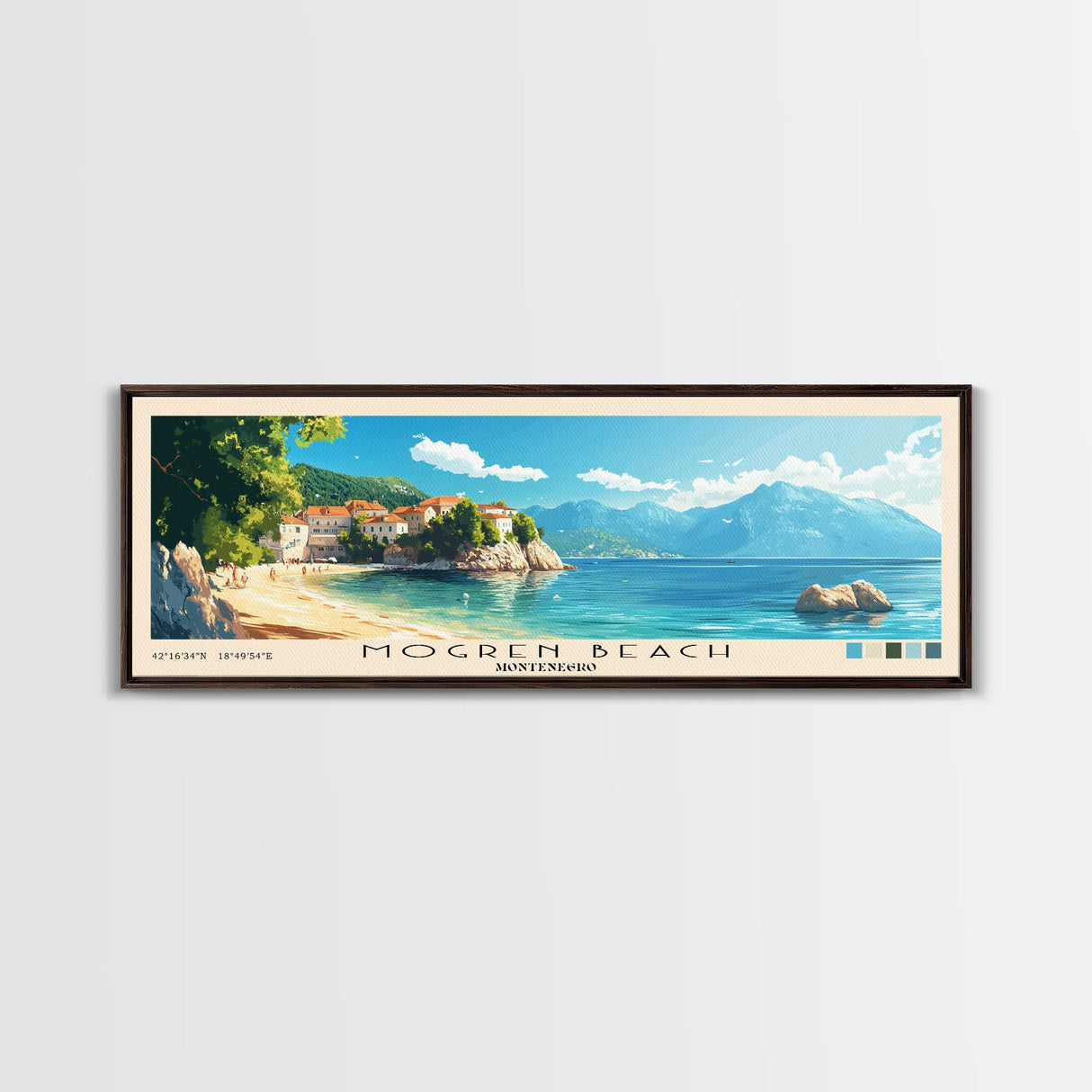 Mogren Beach, Montenegro Panoramic Print, Vacation Gift, Montenegro Wall Art, Vacation Wall Art, Vacatation Memories, Beach Decor, Beach Or Lakehouse Art