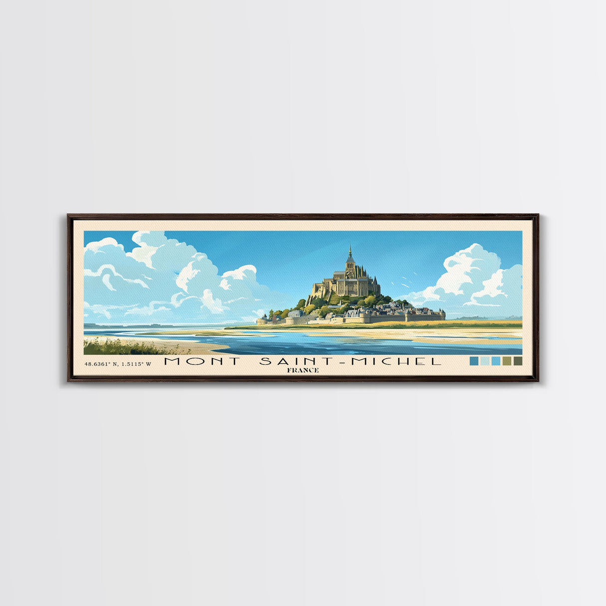 Mont Saint-Michel, France Panoramic Print, Vacation Gift, France Wall Art, Vacation Wall Art, Vacatation Memories, Beach Decor, Beach Or Lakehouse Art