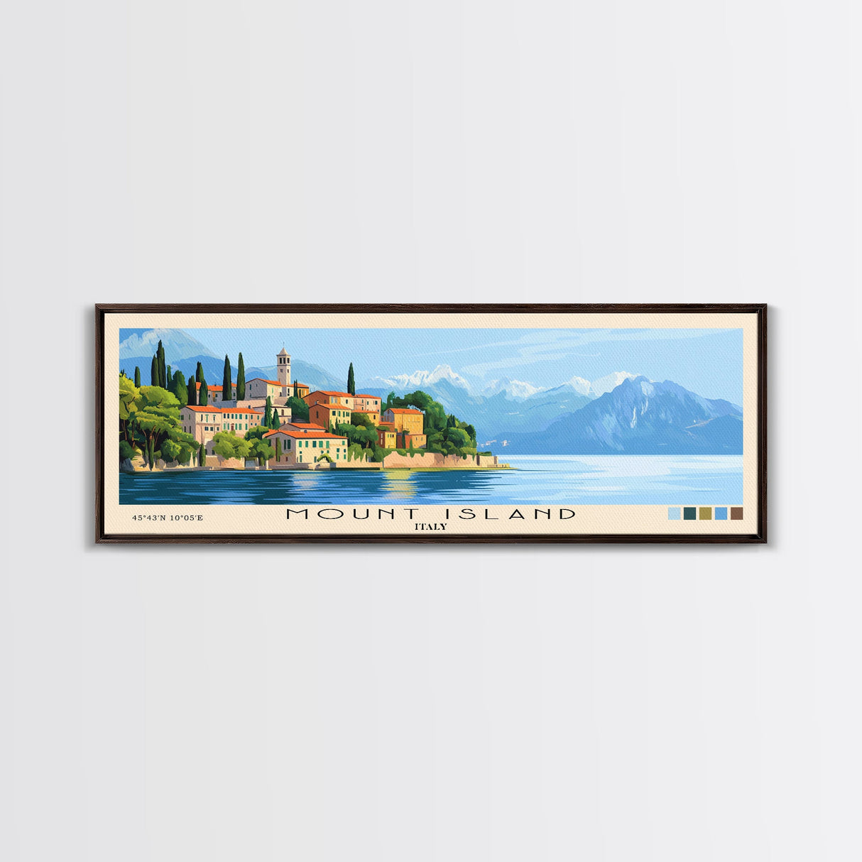 Mount island, Italy Panoramic Print, Vacation Gift, Italy Wall Art, Beach Painting, Beach Decor, Large Wall Art, Wood Frame Art