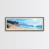 Nautholsvik Beach, Iceland Panoramic Print, Vacation Gift, Iceland Wall Art, Beach Painting, Beach Decor, Large Wall Art, Wood Frame Art