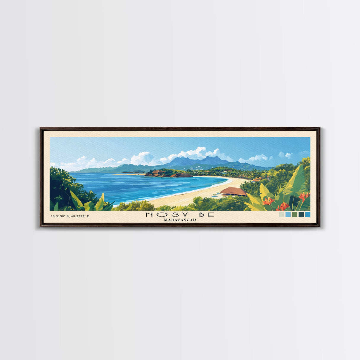 Nosy Be, Madagascar Panoramic Beach Print, Vacation Gift, Madagascar Wall Art, Beach Painting, Beach Decor, Beach Painting