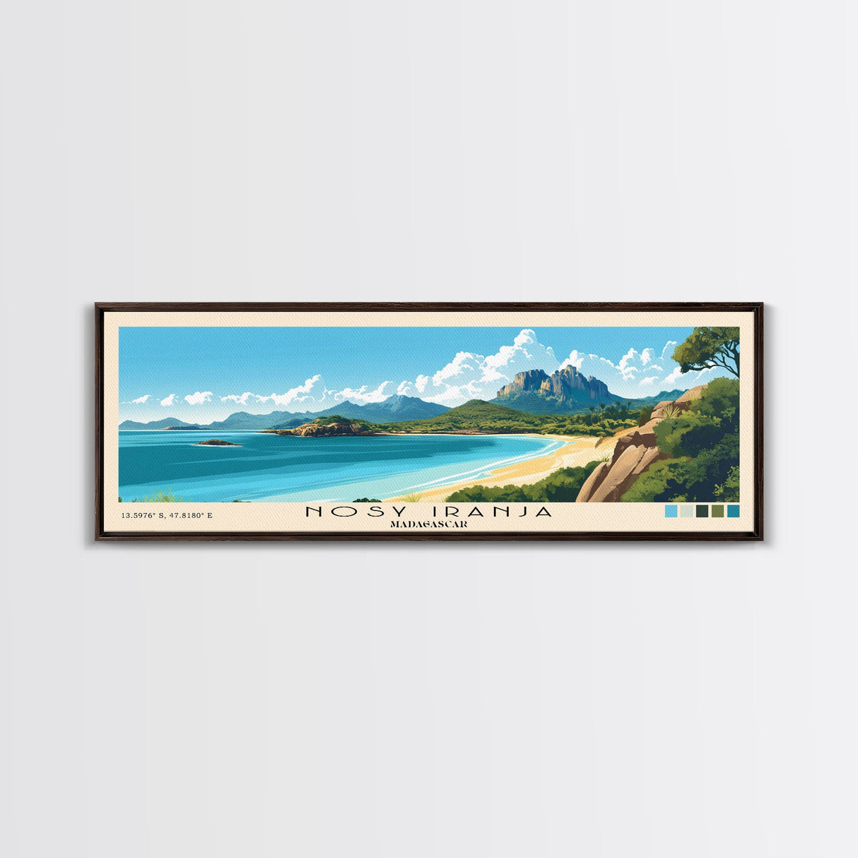 Nosy Iranja, Madagascar Panoramic Beach Print, Vacation Gift, Madagascar Wall Art, Framed Canvas Print, Framed Beach Painting