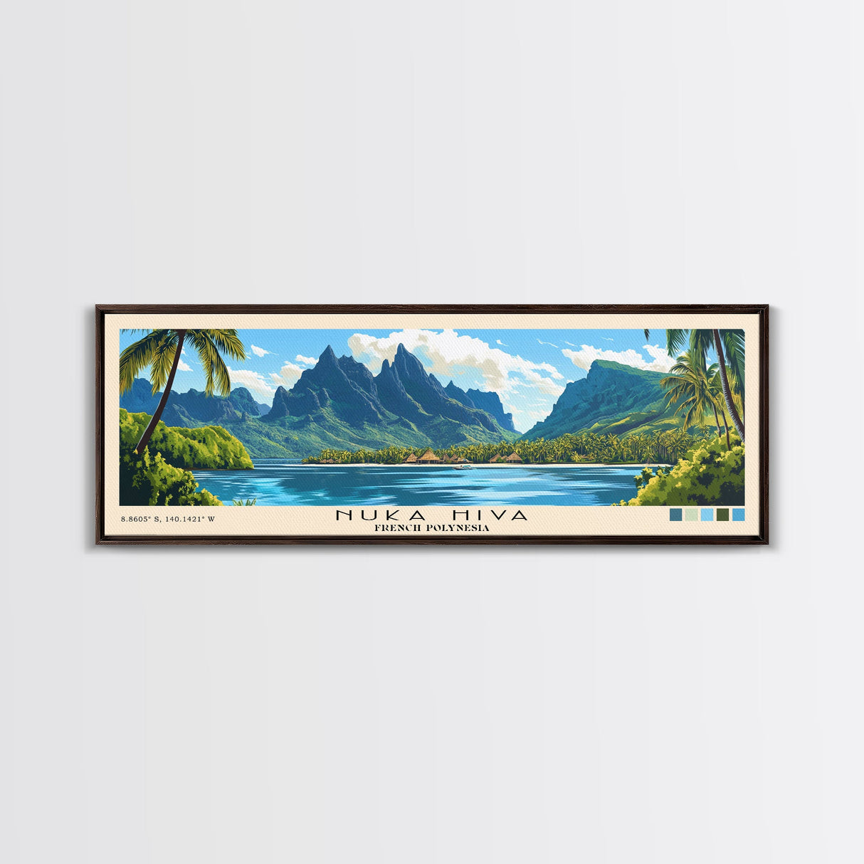 Nuka Hiva, French Polynesia Panoramic Beach Print, Vacation Gift, French Polynesia Wall Art, Beach Painting, Beach Decor, Beach Painting