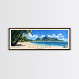 Ootu Beach, Cook Islands Panoramic Print, Vacation Gift, Cook Islands Wall Art, Beach Painting, Beach Decor, Large Wall Art, Wood Frame Art