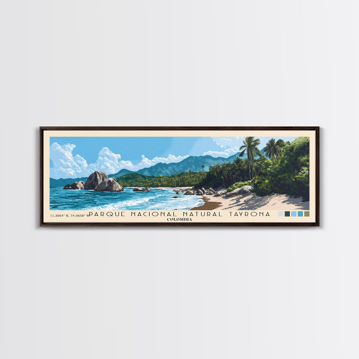 Parque Nacional Natural Tayrona, Colombia Panoramic Print, Vacation Gift, Colombia Wall Art, Beach Painting, Beach Decor, Beach Or Lakehouse Art