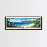 Petite Anse Kerlan, Seychelles Panoramic Beach Print, Vacation Gift, Seychelles Wall Art, Framed Canvas Print, Framed Beach Painting