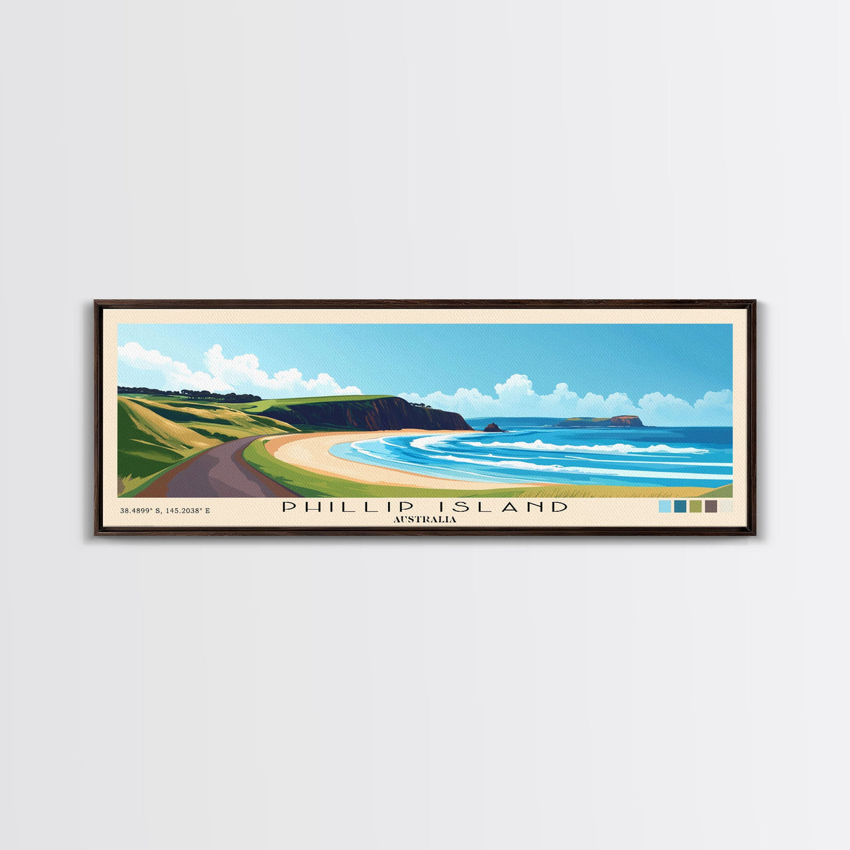 Phillip Island, Australia Panoramic Print, Vacation Gift, Australia Wall Art, Beach Painting, Beach Decor, Beach Or Lakehouse Art