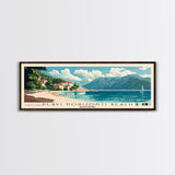 Plavi Horizonti Beach, Montenegro Panoramic Print, Vacation Gift, Montenegro Wall Art, Beach Painting, Beach Decor, Large Wall Art, Wood Frame Art