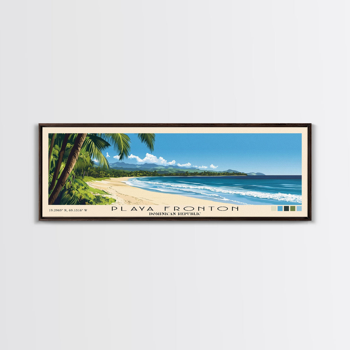 Playa Fronton, Dominican Republic Panoramic Print, Vacation Gift, Dominican Republic Wall Art, Beach Painting, Beach Decor, Beach Or Lakehouse Art