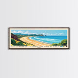 Playa del Regueral and Playa de Cavet, Spain Panoramic Print, Vacation Gift, Spain Wall Art, Beach Painting, Beach Decor, Large Wall Art, Wood Frame Art