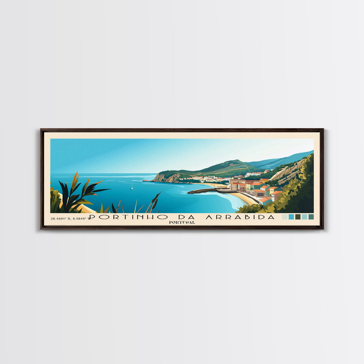 Portinho da Arrabida, Portugal Panoramic Print, Vacation Gift, Portugal Wall Art, Beach Painting, Beach Decor, Beach Or Lakehouse Art