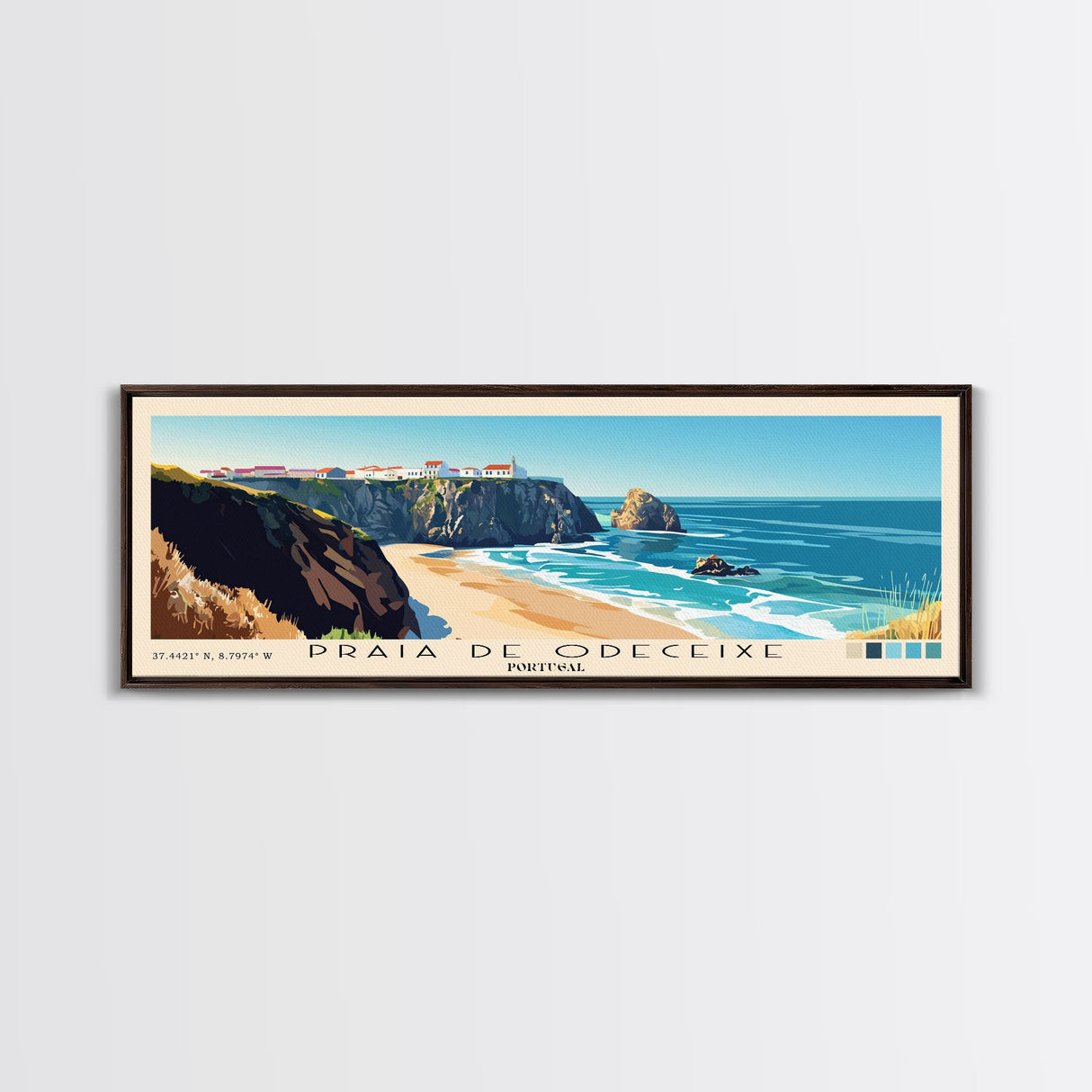 Praia de Odeceixe, Portugal Panoramic Print, Vacation Gift, Portugal Wall Art, Beach Painting, Beach Decor, Beach Or Lakehouse Art