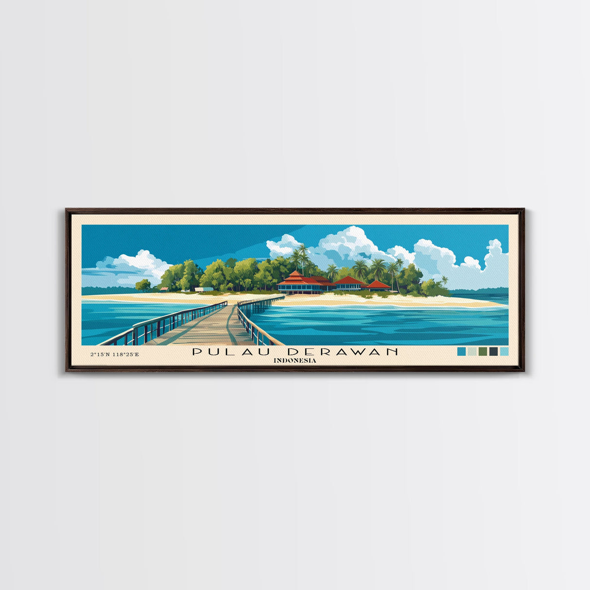 Pulau Derawan, Indonesia Panoramic Print, Vacation Gift, Indonesia Wall Art, Vacation Wall Art, Vacatation Memories, Beach Decor, Beach Or Lakehouse Art