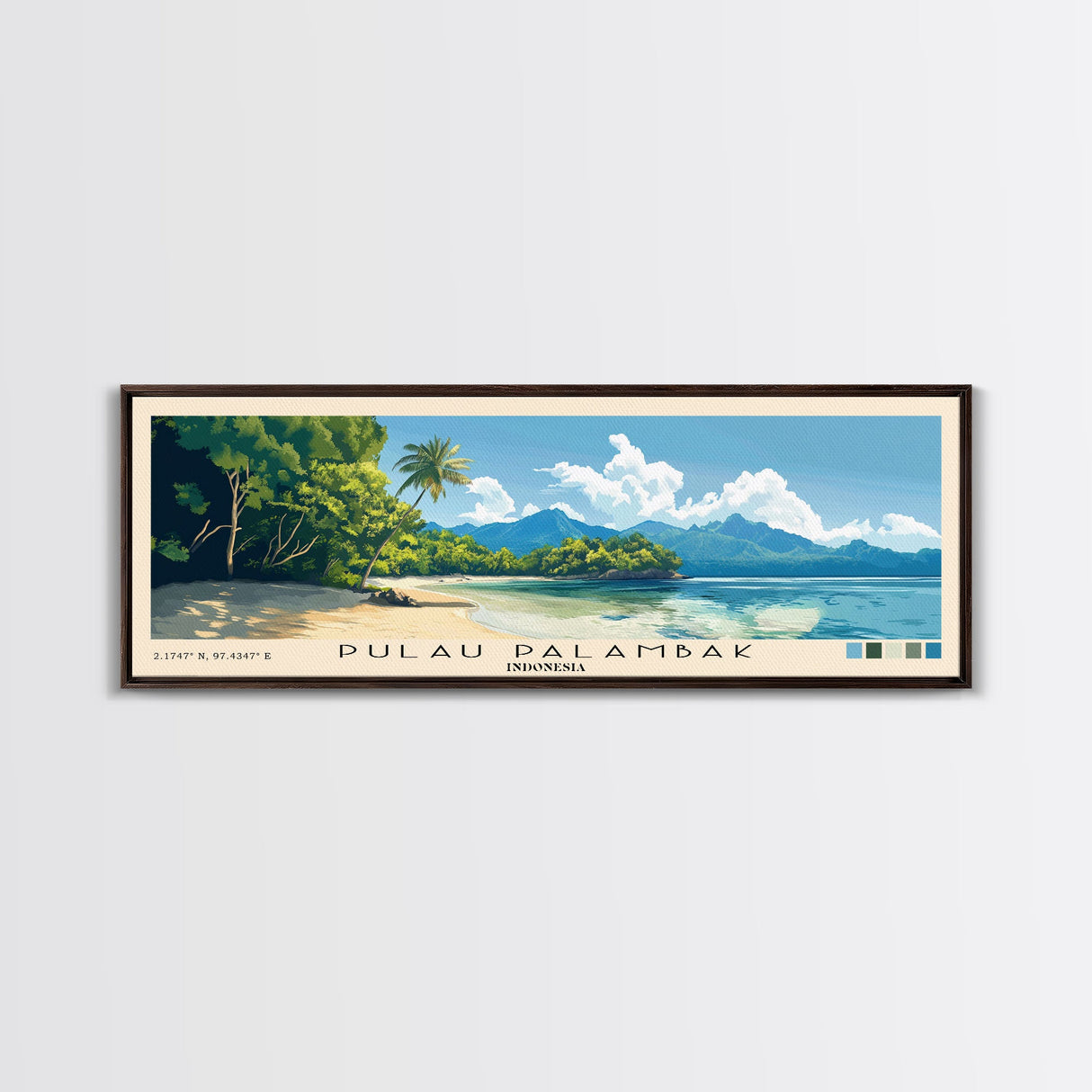 Pulau Palambak, Indonesia Panoramic Print, Vacation Gift, Indonesia Wall Art, Beach Painting, Beach Decor, Beach Or Lakehouse Art