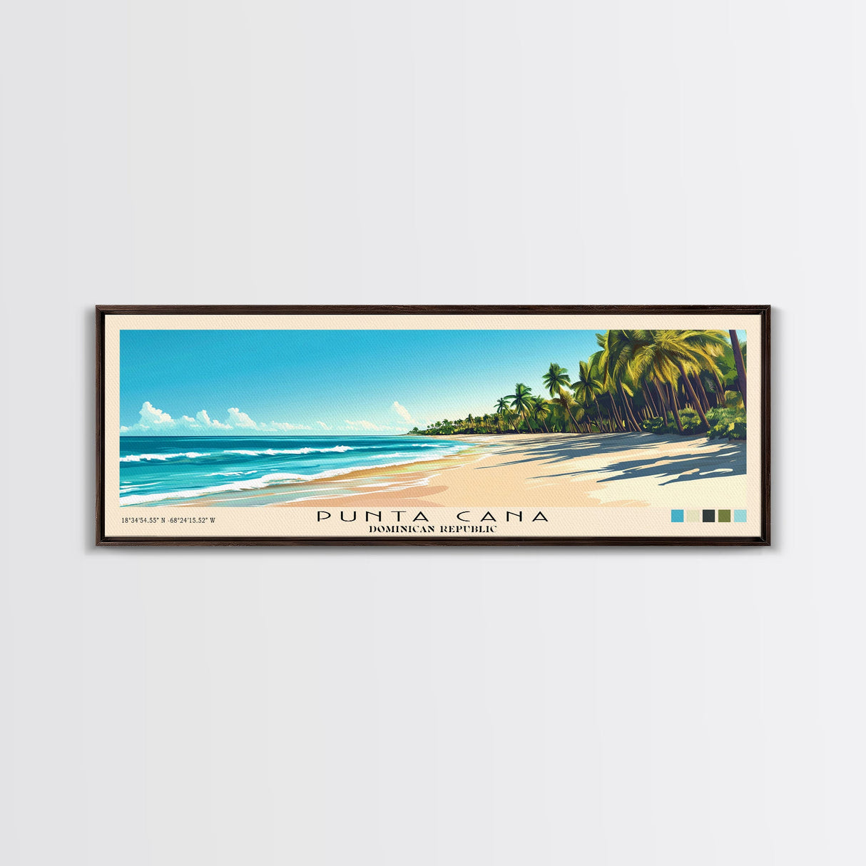 Punta Cana, Dominican Republic Panoramic Print, Vacation Gift, Dominican Republic Wall Art, Vacation Wall Art, Vacatation Memories, Beach Decor, Beach Or Lakehouse Art