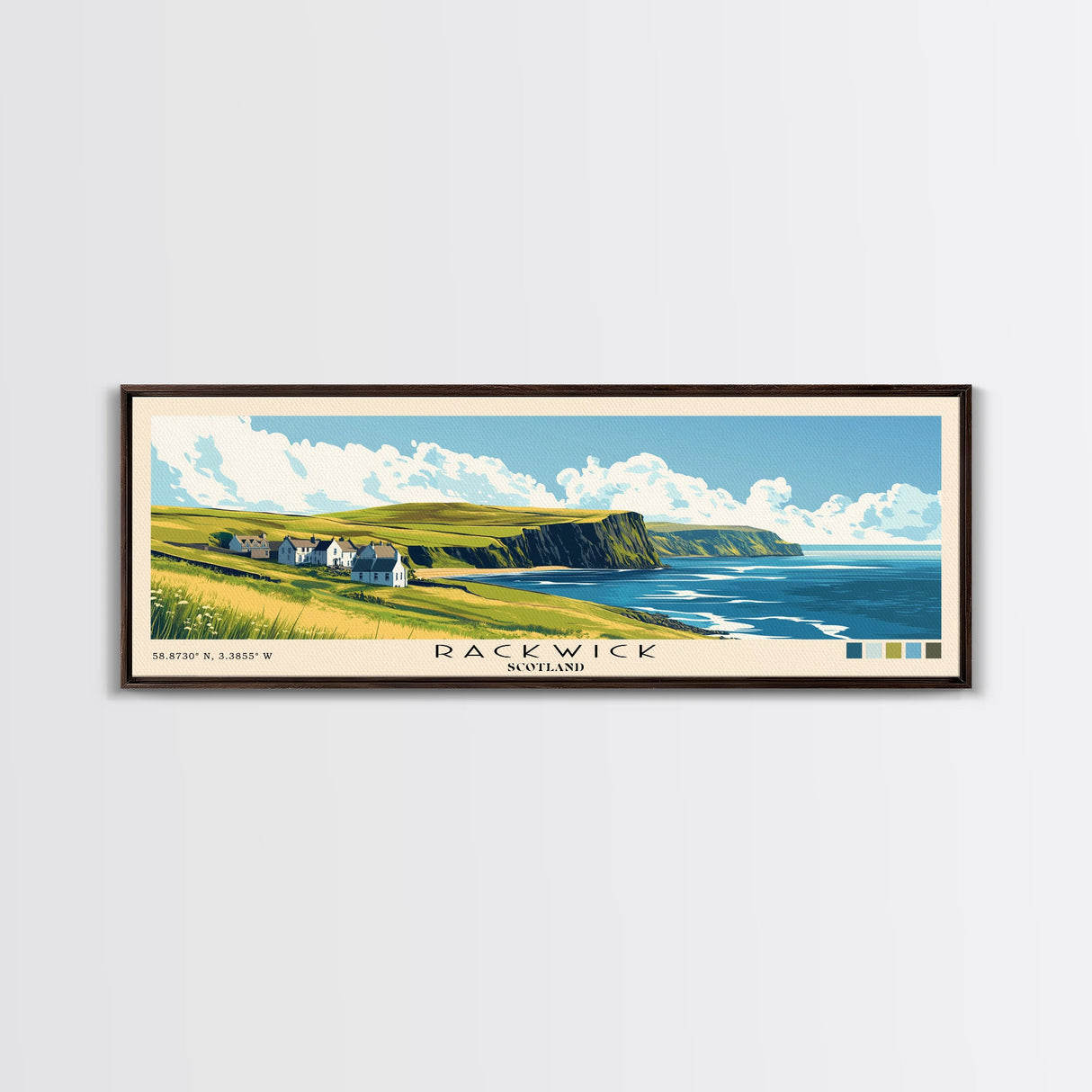 Rackwick, Scotland Panoramic Print, Vacation Gift, Scotland Wall Art, Beach Painting, Beach Decor, Large Wall Art, Wood Frame Art