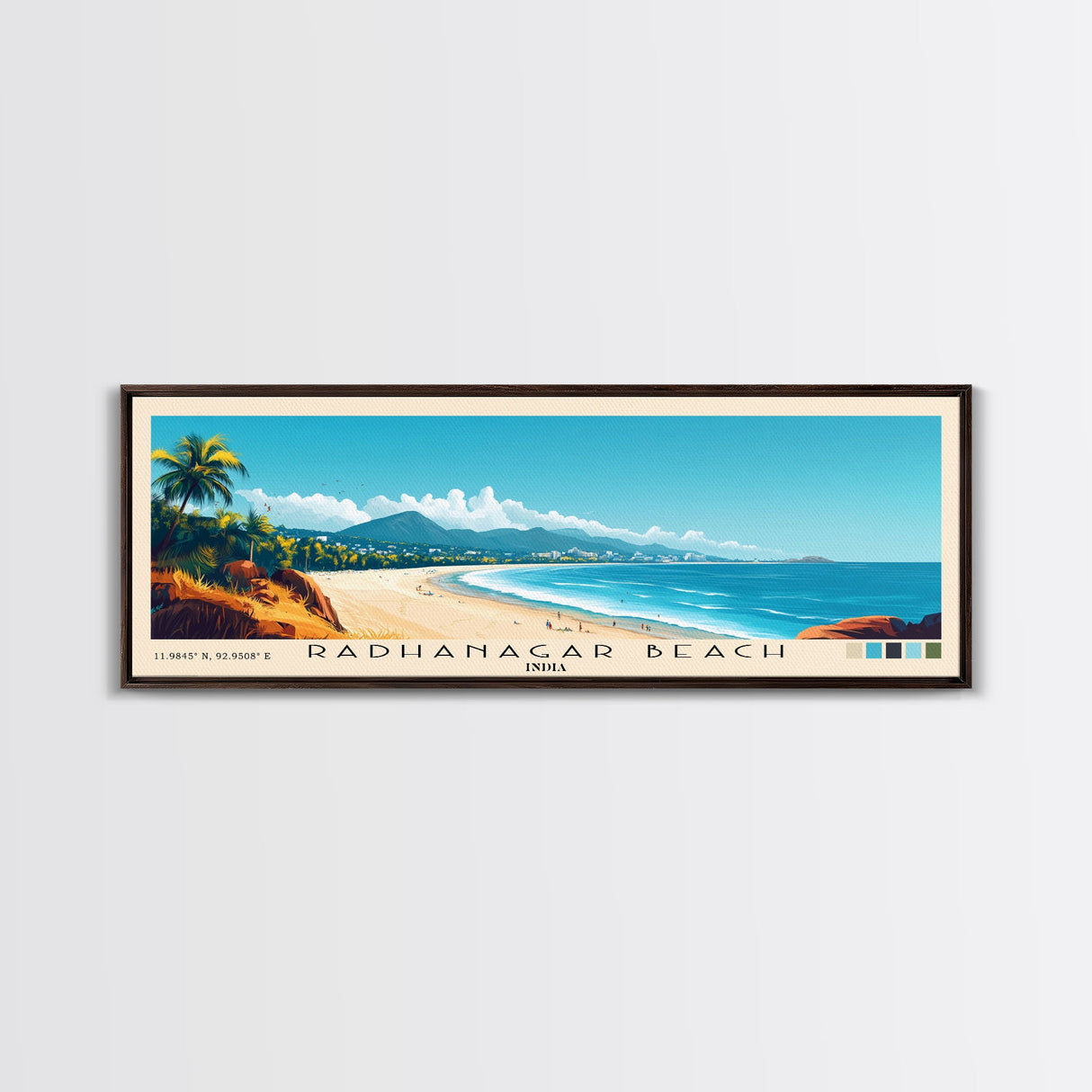 Radhanagar Beach, India Panoramic Beach Print, Vacation Gift, India Wall Art, Framed Canvas Print, Framed Beach Painting