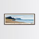 Rauðisandur Beach, Iceland Panoramic Beach Print, Vacation Gift, Iceland Wall Art, Framed Canvas Print, Framed Beach Painting