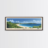 Rendezvous Bay, Anguila Panoramic Beach Print, Vacation Gift, Anguila Wall Art, Framed Canvas Print, Framed Beach Painting