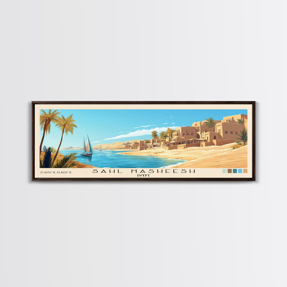 Sahl Hasheesh, Egypt Panoramic Beach Print, Vacation Gift, Egypt Wall Art, Beach Painting, Beach Decor, Beach Painting