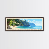 San Fruttuoso Beach, Italy Panoramic Print, Vacation Gift, Italy Wall Art, Beach Painting, Beach Decor, Large Wall Art, Wood Frame Art