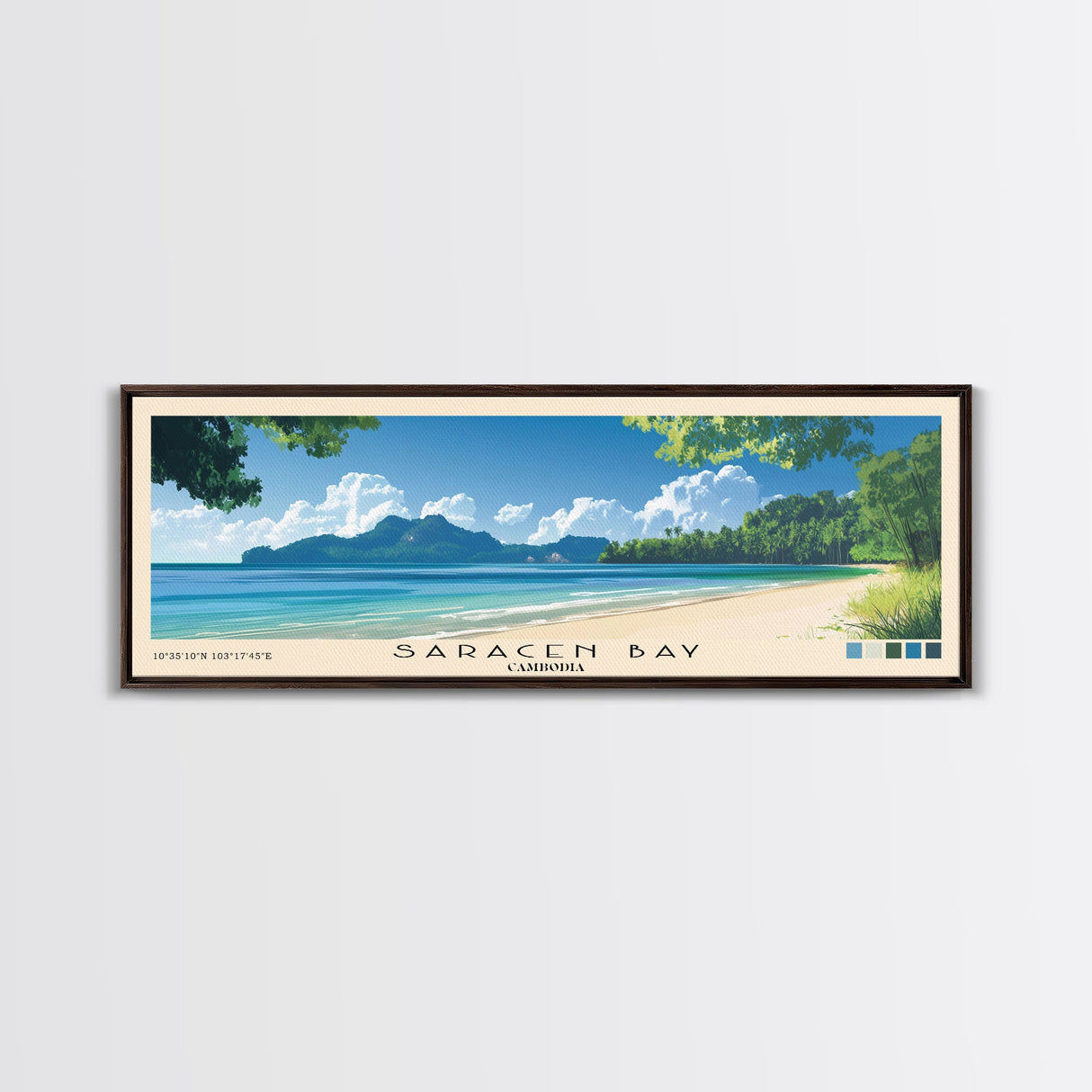 Saracen Bay, Cambodia Panoramic Print, Vacation Gift, Cambodia Wall Art, Beach Painting, Beach Decor, Beach Or Lakehouse Art