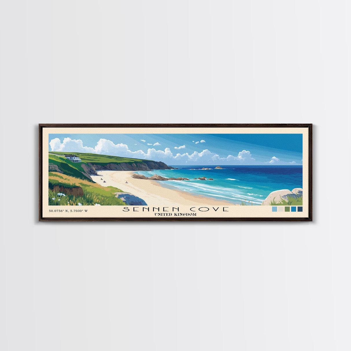 Sennen Cove, United Kingdom Panoramic Print, Vacation Gift, United Kingdom Wall Art, Vacation Wall Art, Vacatation Memories, Beach Decor, Beach Or Lakehouse Art