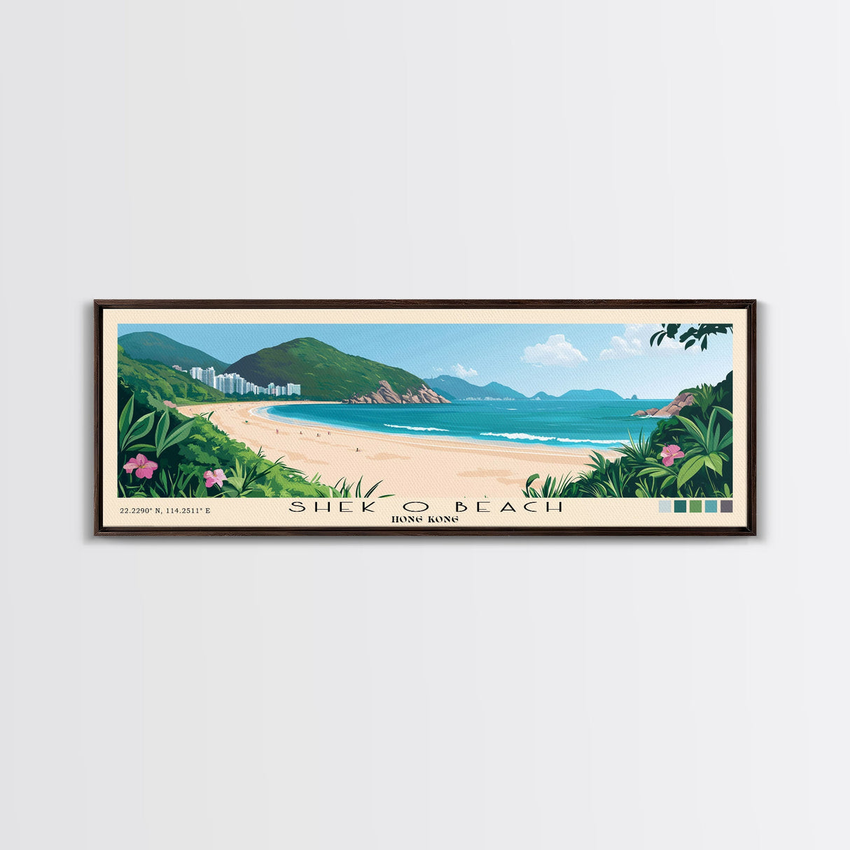 Shek O Beach, Hong Kong Panoramic Print, Vacation Gift, Hong Kong Wall Art, Beach Painting, Beach Decor, Beach Or Lakehouse Art