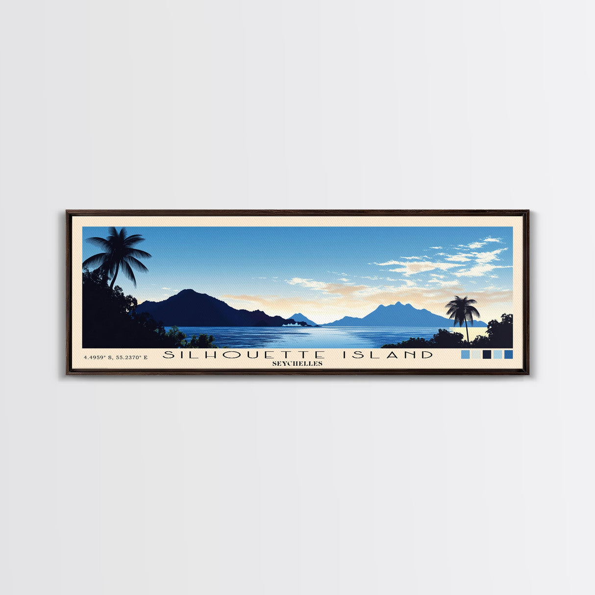 Silhouette Island, Seychelles Panoramic Print, Vacation Gift, Seychelles Wall Art, Beach Painting, Beach Decor, Beach Or Lakehouse Art