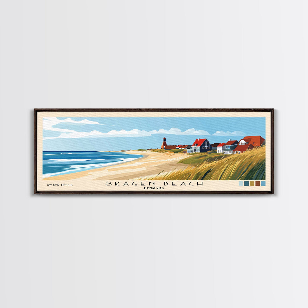 Skagen Beach, Denmark Panoramic Beach Print, Vacation Gift, Denmark Wall Art, Beach Painting, Beach Decor, Beach Painting