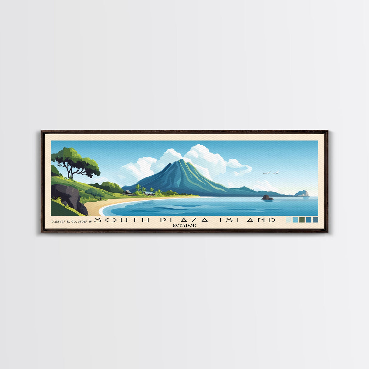 South Plaza Island, Ecuador Panoramic Beach Print, Vacation Gift, Ecuador Wall Art, Beach Painting, Beach Decor, Beach Painting