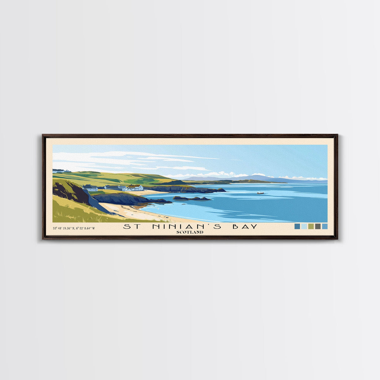 St Ninian’s Bay, Scotland Panoramic Print, Vacation Gift, Scotland Wall Art, Beach Painting, Beach Decor, Large Wall Art, Wood Frame Art