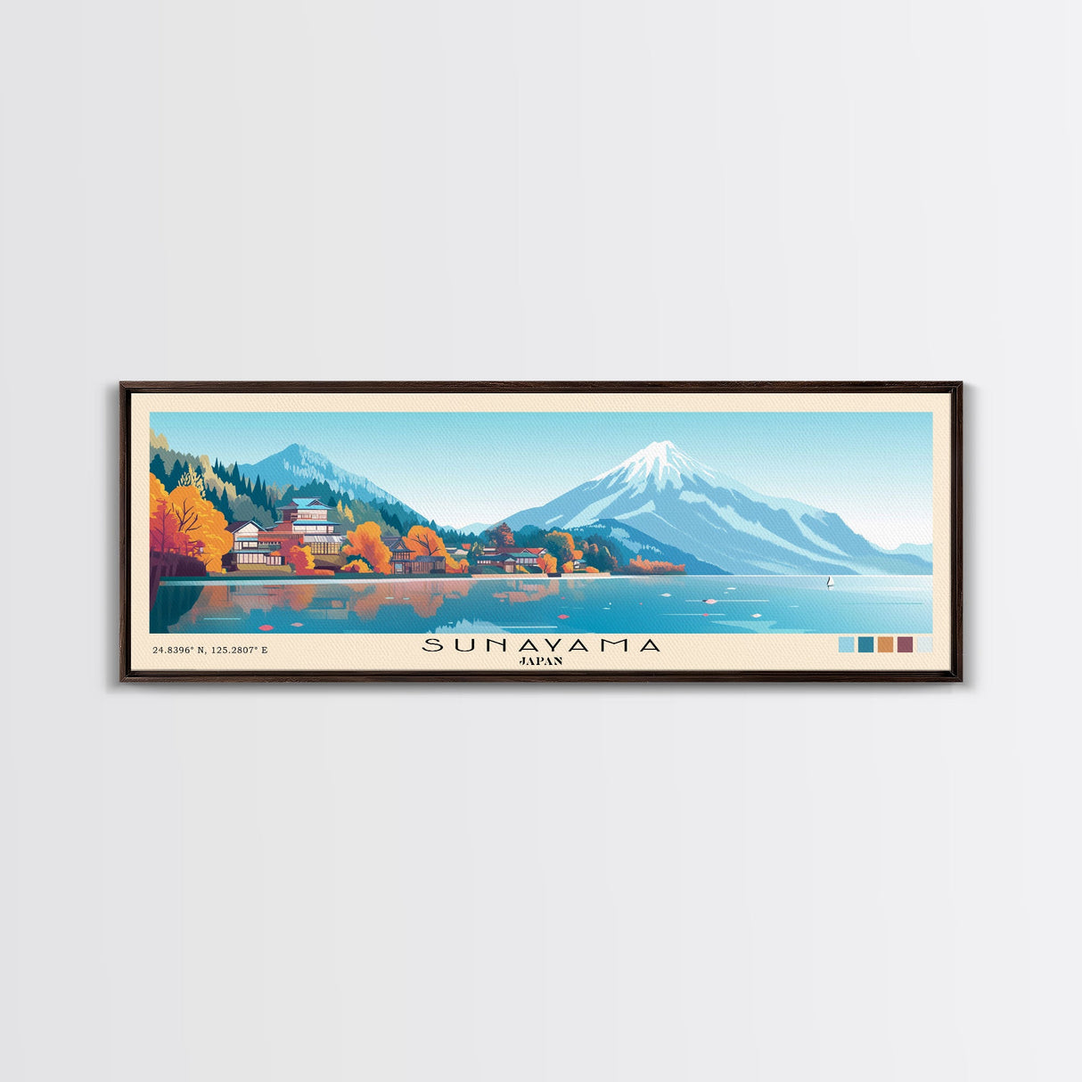 Sunayama, Japan Panoramic Beach Print, Vacation Gift, Japan Wall Art, Framed Canvas Print, Framed Beach Painting