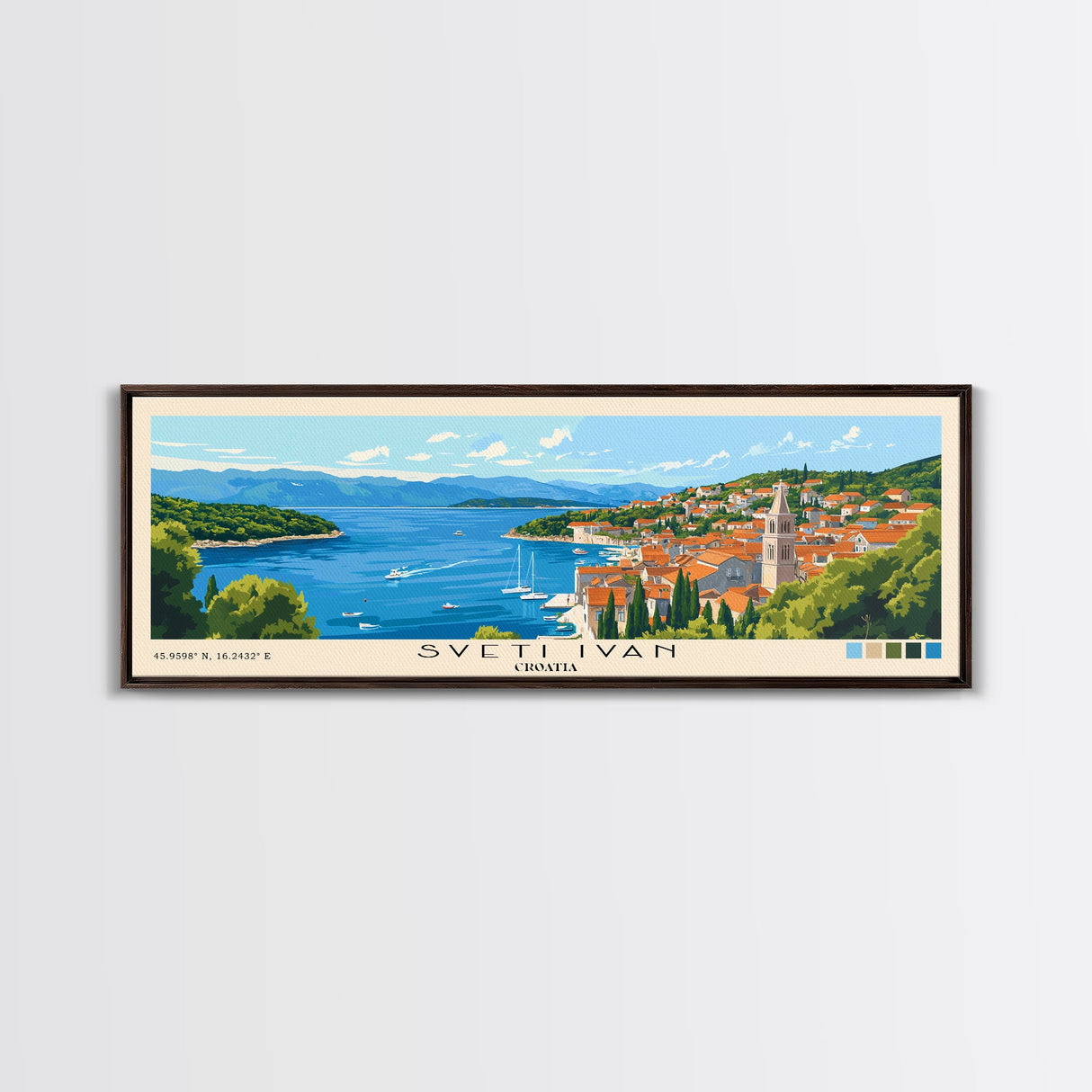 Sveti Ivan , Croatia Panoramic Beach Print, Vacation Gift, Croatia Wall Art, Framed Canvas Print, Framed Beach Painting