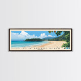 Teluk Bahang Beach, Malasyia Panoramic Print, Vacation Gift, Malasyia Wall Art, Beach Painting, Beach Decor, Large Wall Art, Wood Frame Art