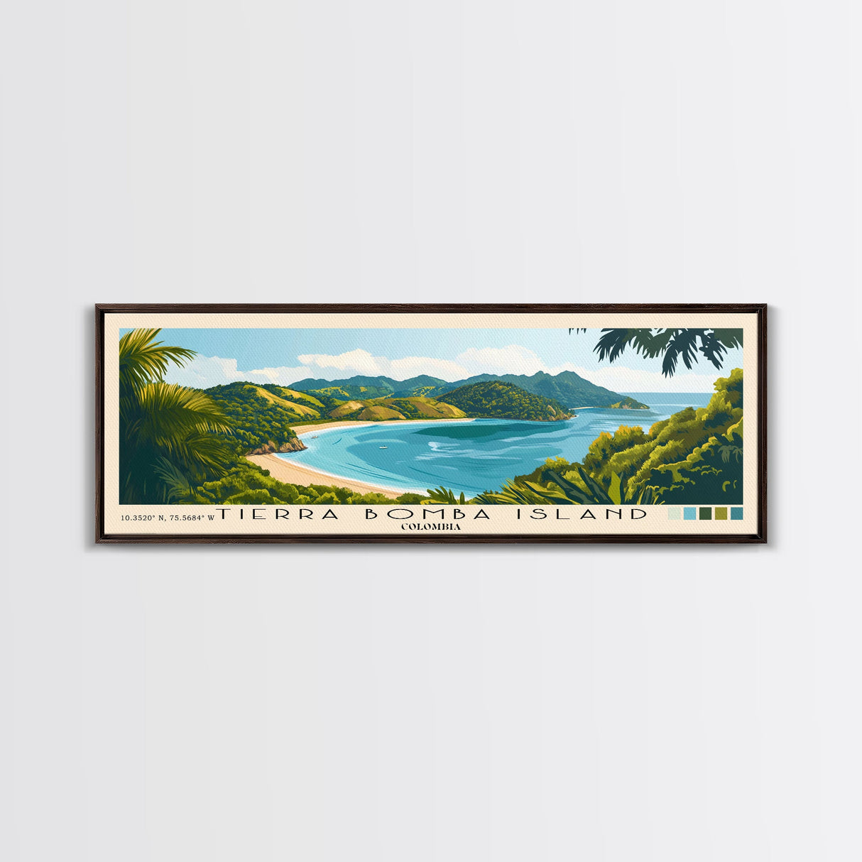 Tierra Bomba Island, Colombia Panoramic Beach Print, Vacation Gift, Colombia Wall Art, Beach Painting, Beach Decor, Beach Painting