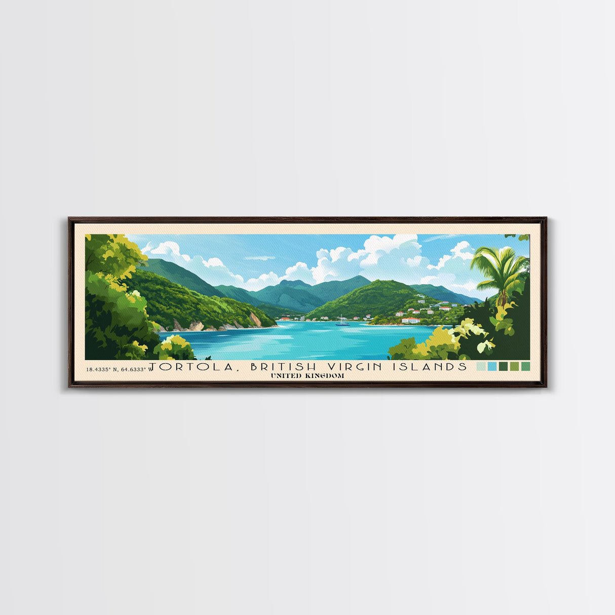 Tortola, British Virgin Islands , United Kingdom Panoramic Print, Vacation Gift, United Kingdom Wall Art, Beach Painting, Beach Decor, Beach Or Lakehouse Art