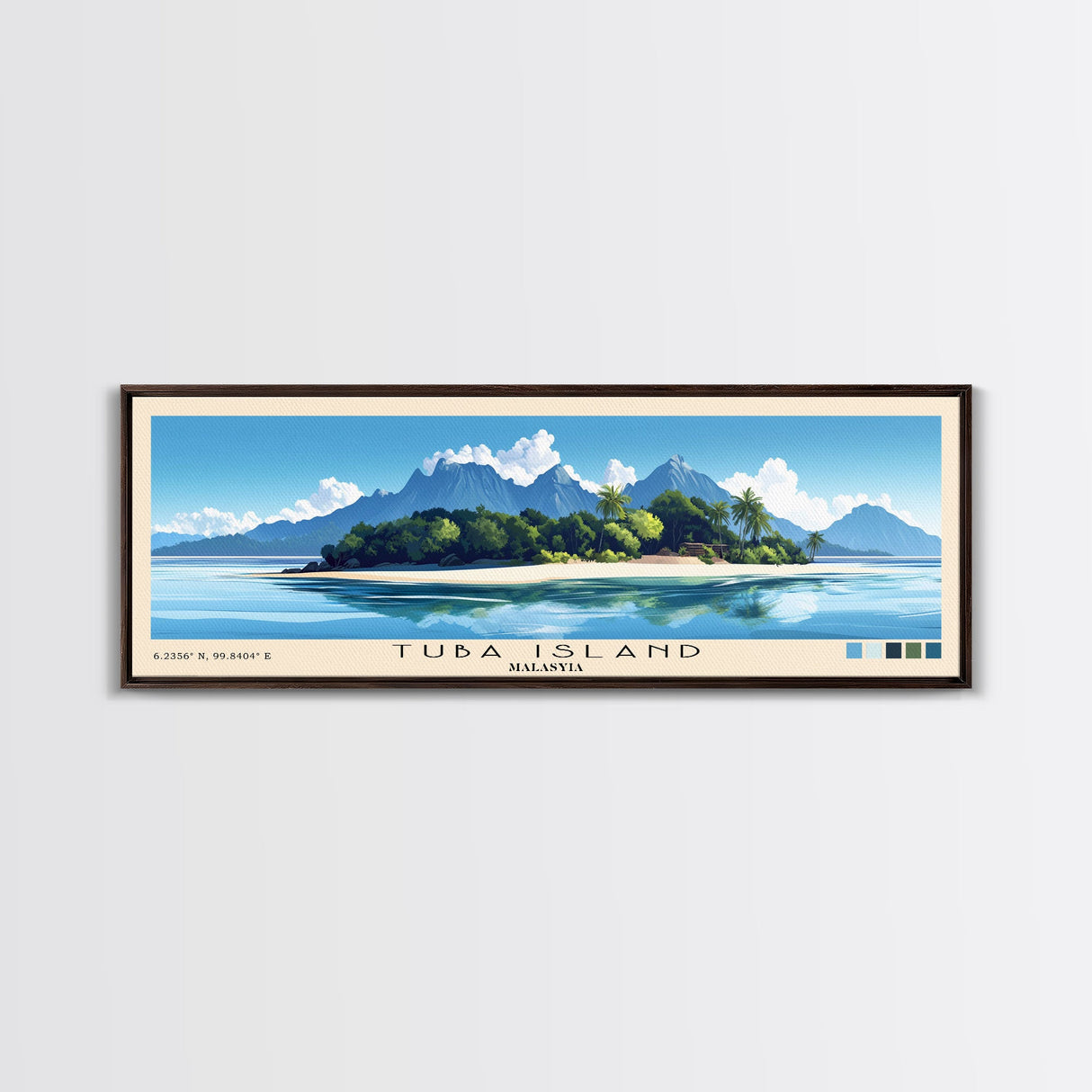 Tuba Island, Malasyia Panoramic Print, Vacation Gift, Malasyia Wall Art, Beach Painting, Beach Decor, Beach Or Lakehouse Art