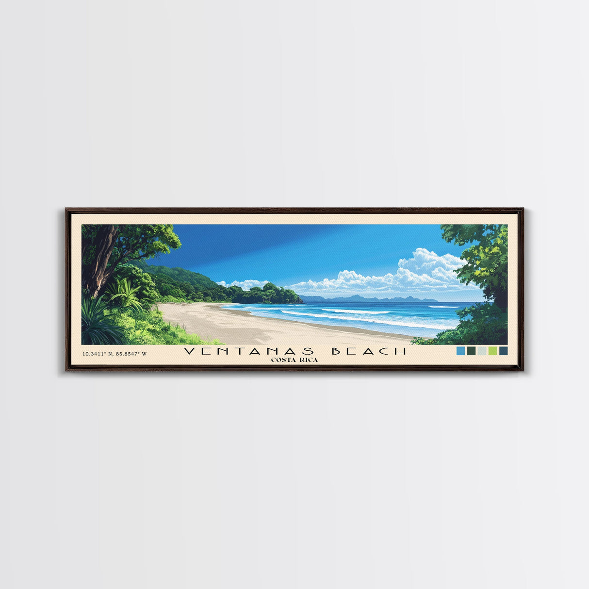 Ventanas Beach, Costa Rica Panoramic Print, Vacation Gift, Costa Rica Wall Art, Beach Painting, Beach Decor, Beach Or Lakehouse Art