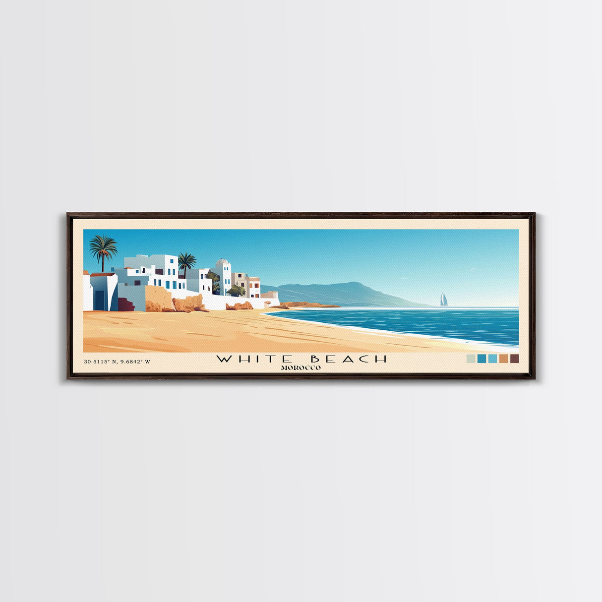 White Beach, Morocco Panoramic Print, Vacation Gift, Morocco Wall Art, Vacation Wall Art, Vacatation Memories, Beach Decor, Beach Or Lakehouse Art