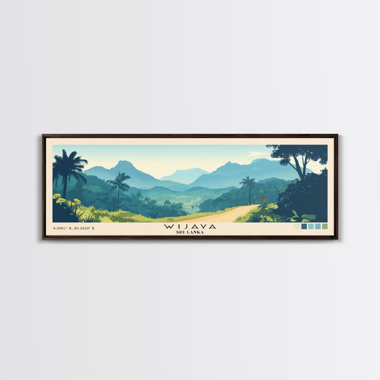 Wijaya, Sri Lanka Panoramic Beach Print, Vacation Gift, Sri Lanka Wall Art, Framed Canvas Print, Framed Beach Painting