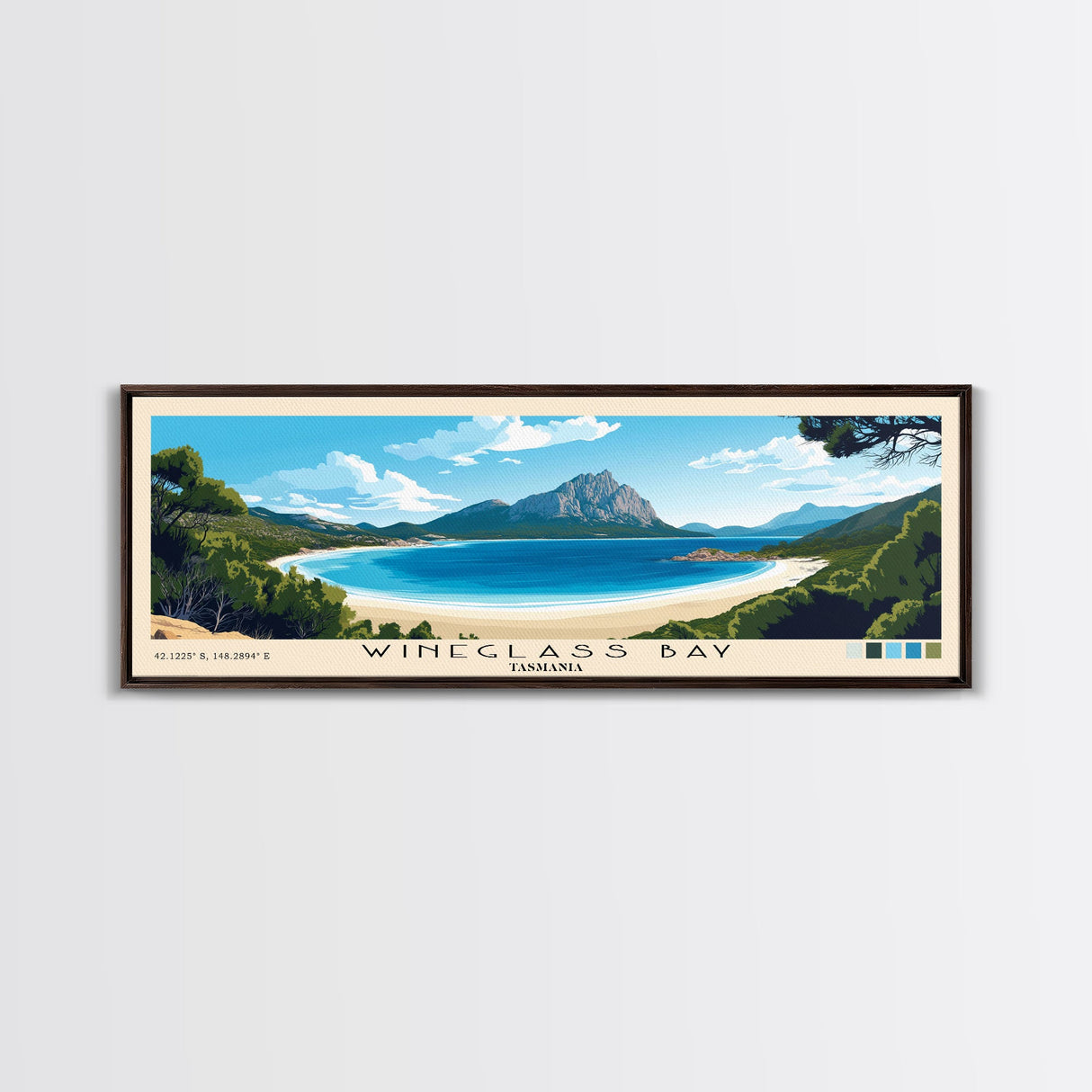 Wineglass Bay, Tasmania Panoramic Print, Vacation Gift, Tasmania Wall Art, Vacation Wall Art, Vacatation Memories, Beach Decor, Beach Or Lakehouse Art