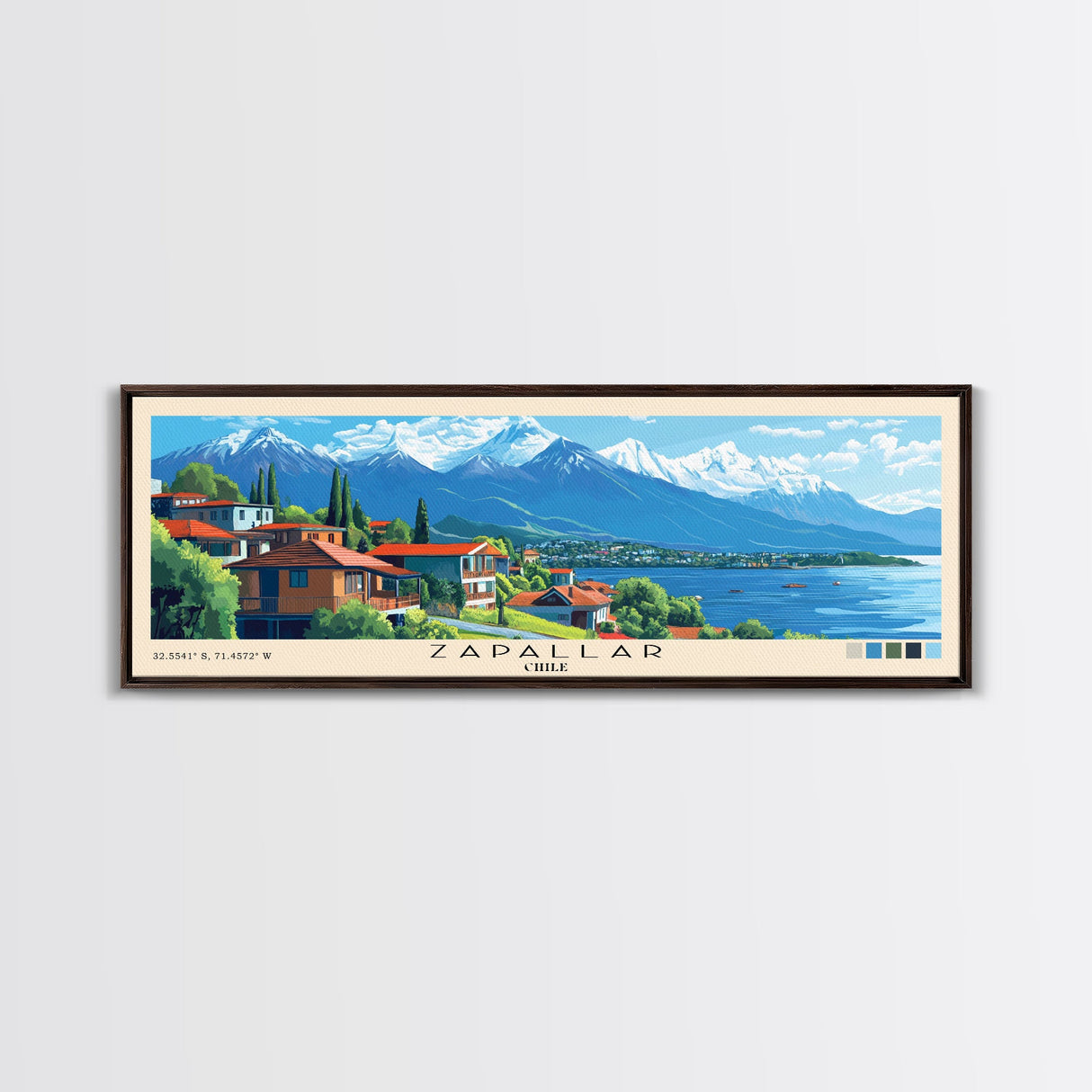 Zapallar, Chile Panoramic Print, Vacation Gift, Chile Wall Art, Beach Painting, Beach Decor, Beach Or Lakehouse Art