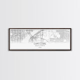 Panoramic Cape Coral City Map, Florida Art, Map Print, Minimalist Wall Art, Canvas Art, Housewarming Gift, Street Map Art, Closing Gift