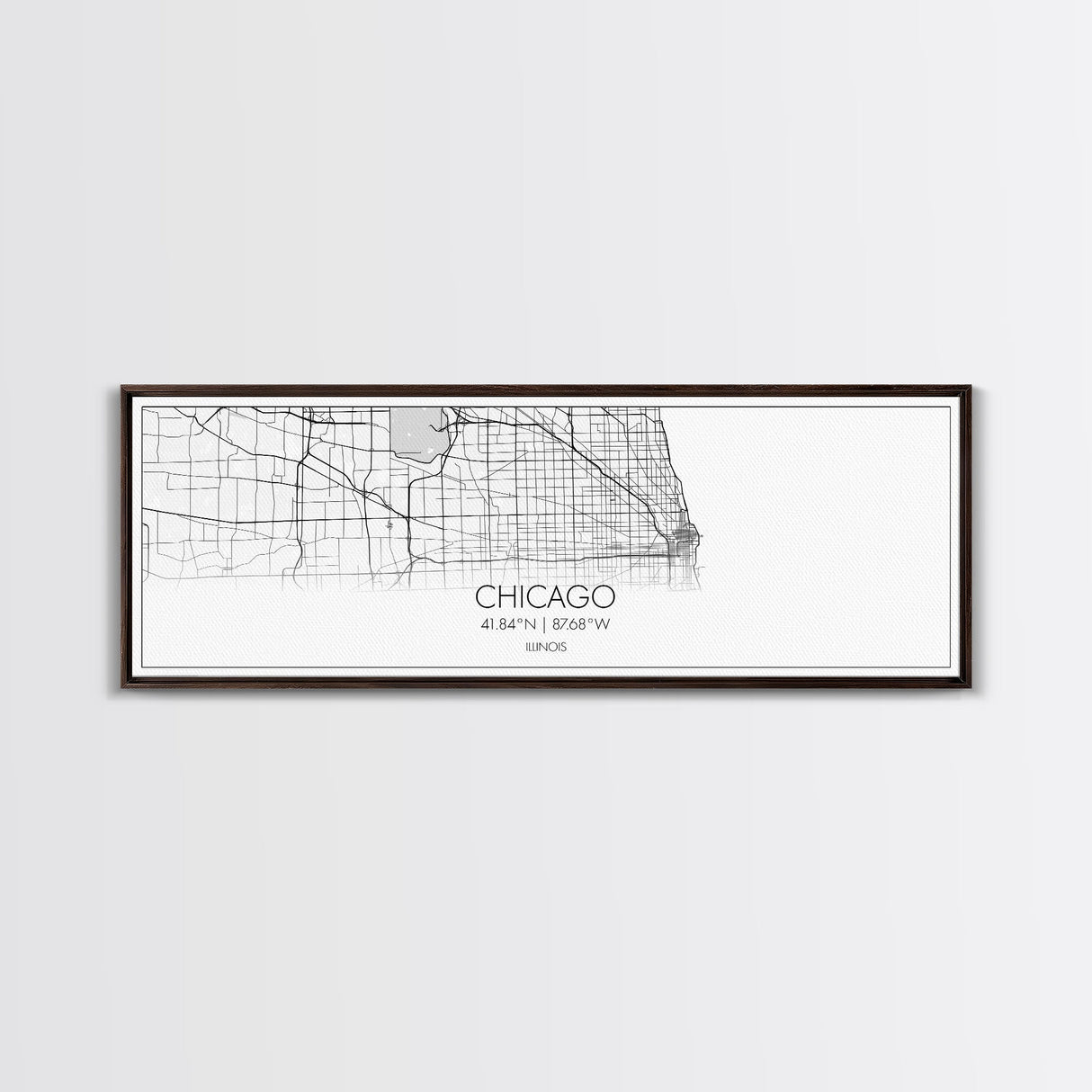 Panoramic Chicago City Map, Illinois Art, Map Print, Minimalist Wall Art, Canvas Art, Housewarming Gift, Street Map Art, Closing Gift