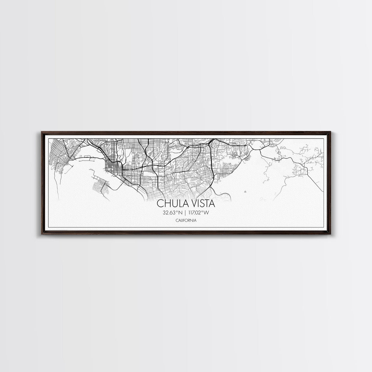 Panoramic Chula Vista City Map, California Art, Map Print, Minimalist Wall Art, Canvas Art, Housewarming Gift, Street Map Art, Closing Gift