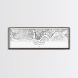 Panoramic Cincinnati City Map, Ohio Art, Map Print, Minimalist Wall Art, Canvas Art, Housewarming Gift, Street Map Art, Closing Gift