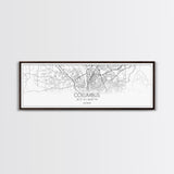 Panoramic Columbus City Map, Georgia Art, Map Print, Minimalist Wall Art, Canvas Art, Housewarming Gift, Street Map Art, Closing Gift